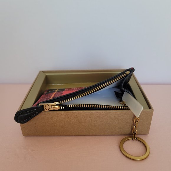 COACH Novelty Plaid Print Mini Skinny ID Case In Coated Canvas – Red Multi ⭐ - Picture 11 of 13